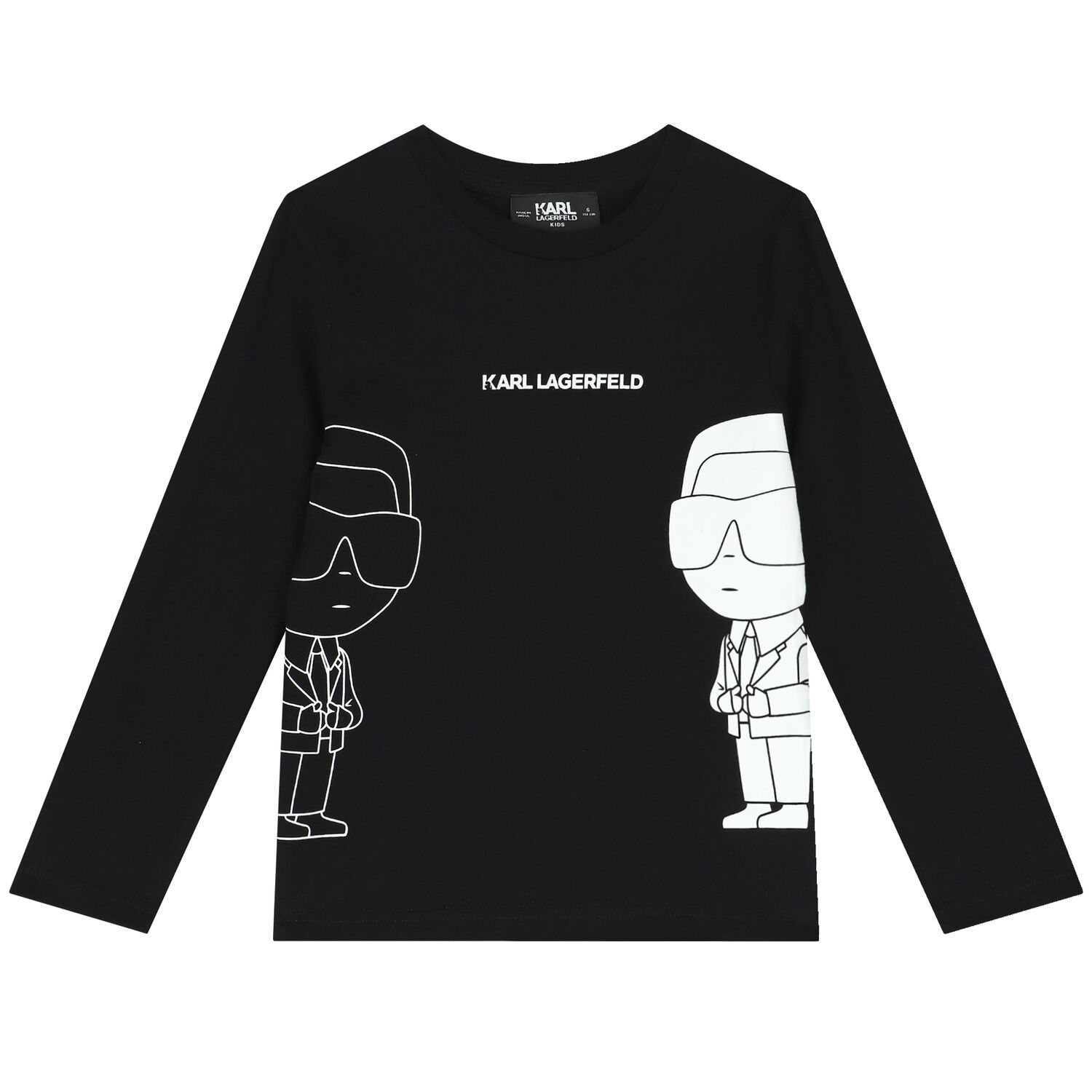 Boys Black Logo Long Sleeve Top, 1, hi-res