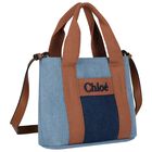 Girls Blue Logo Denim Handbag, 1, hi-res