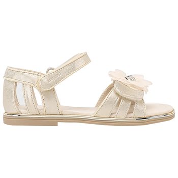 Girls Beige Flower Sandals