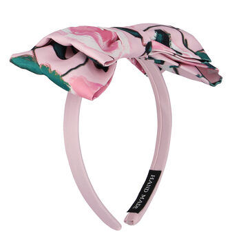 Girls Pink Floral Bow Headband