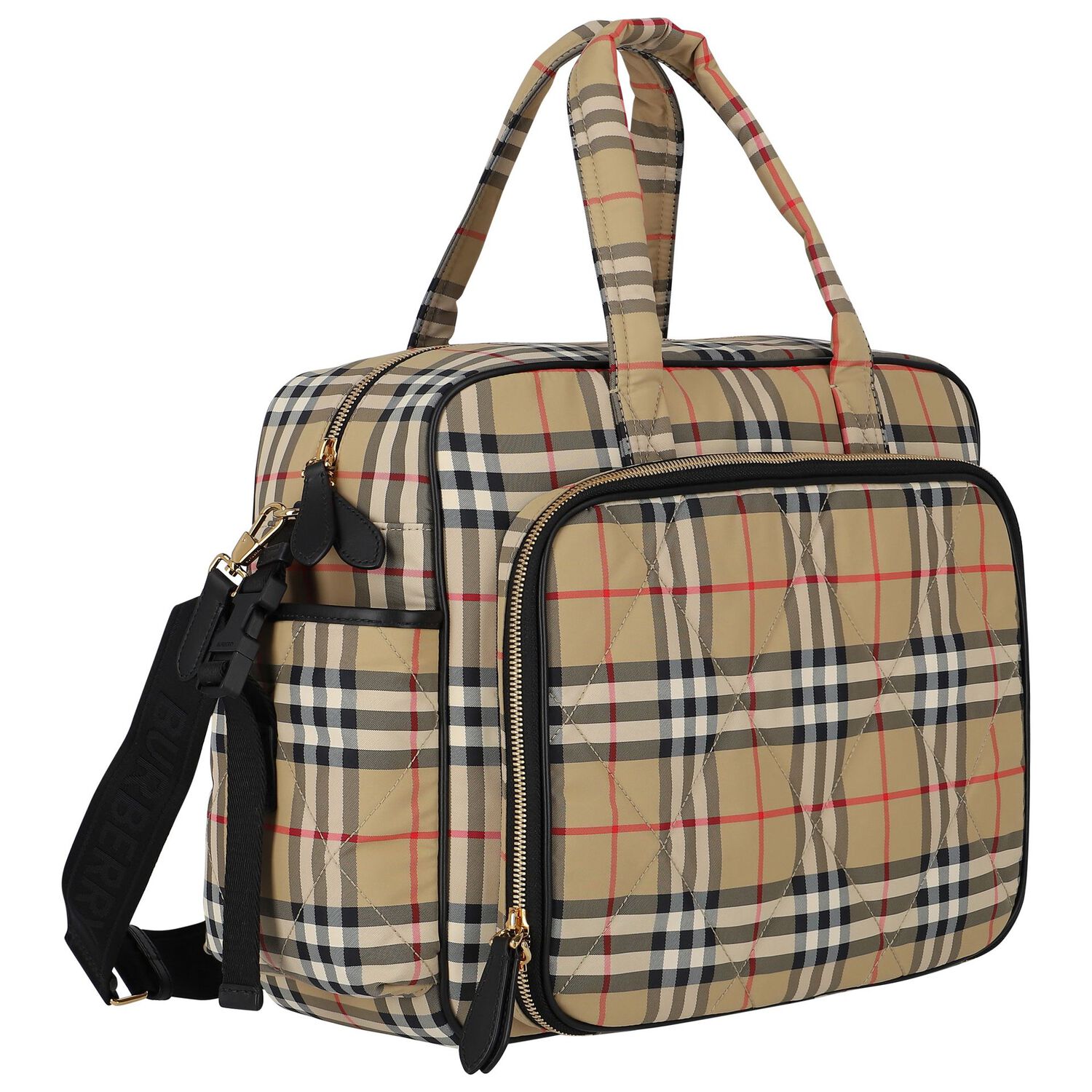 Beige Vintage Check Baby Changing Bag, 1, hi-res