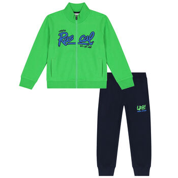 Boys Green & Navy Blue Tracksuit