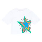 Girls White Star Logo T-Shirt, 1, hi-res