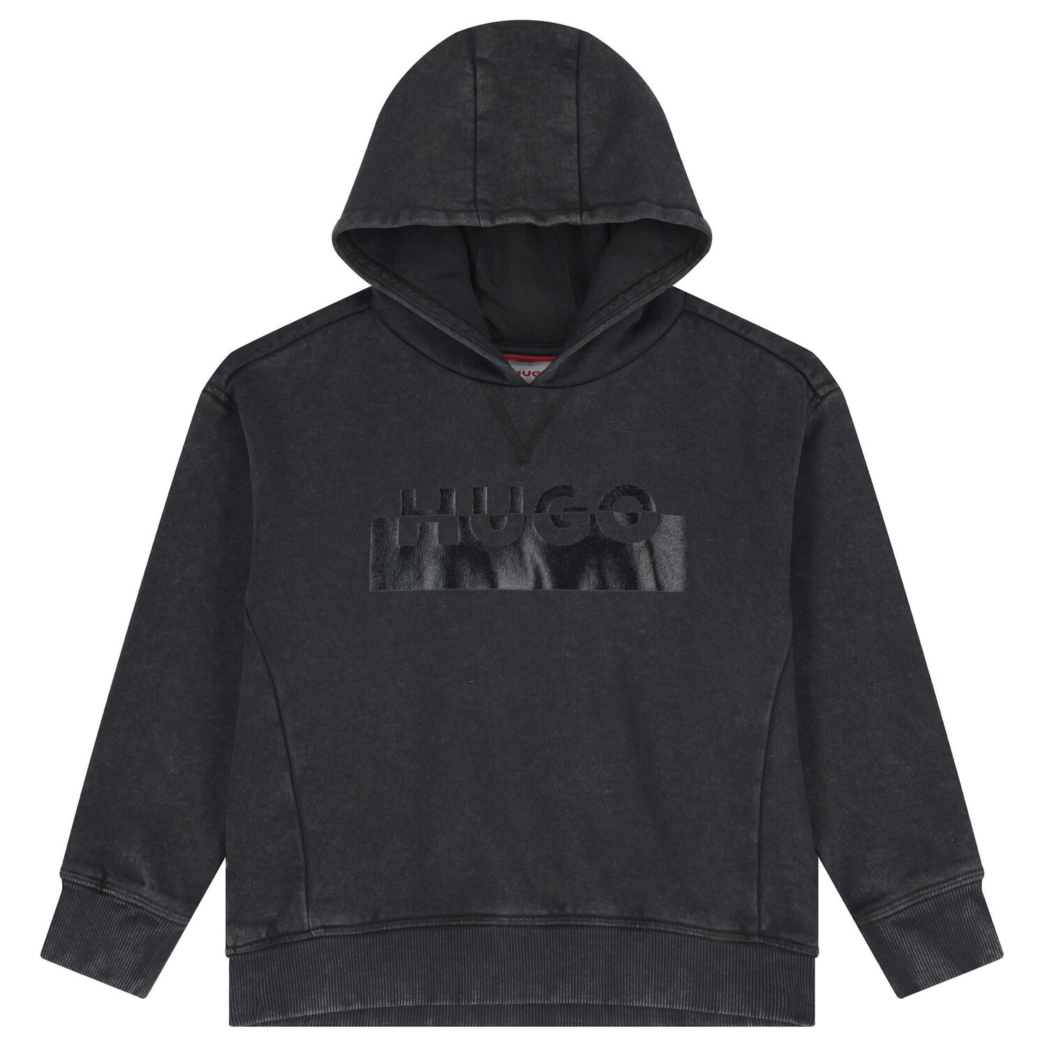 Boys Black Logo Hooded Zip Up Top, 1, hi-res