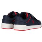 Boys Navy Blue & Red Logo Trainers, 1, hi-res