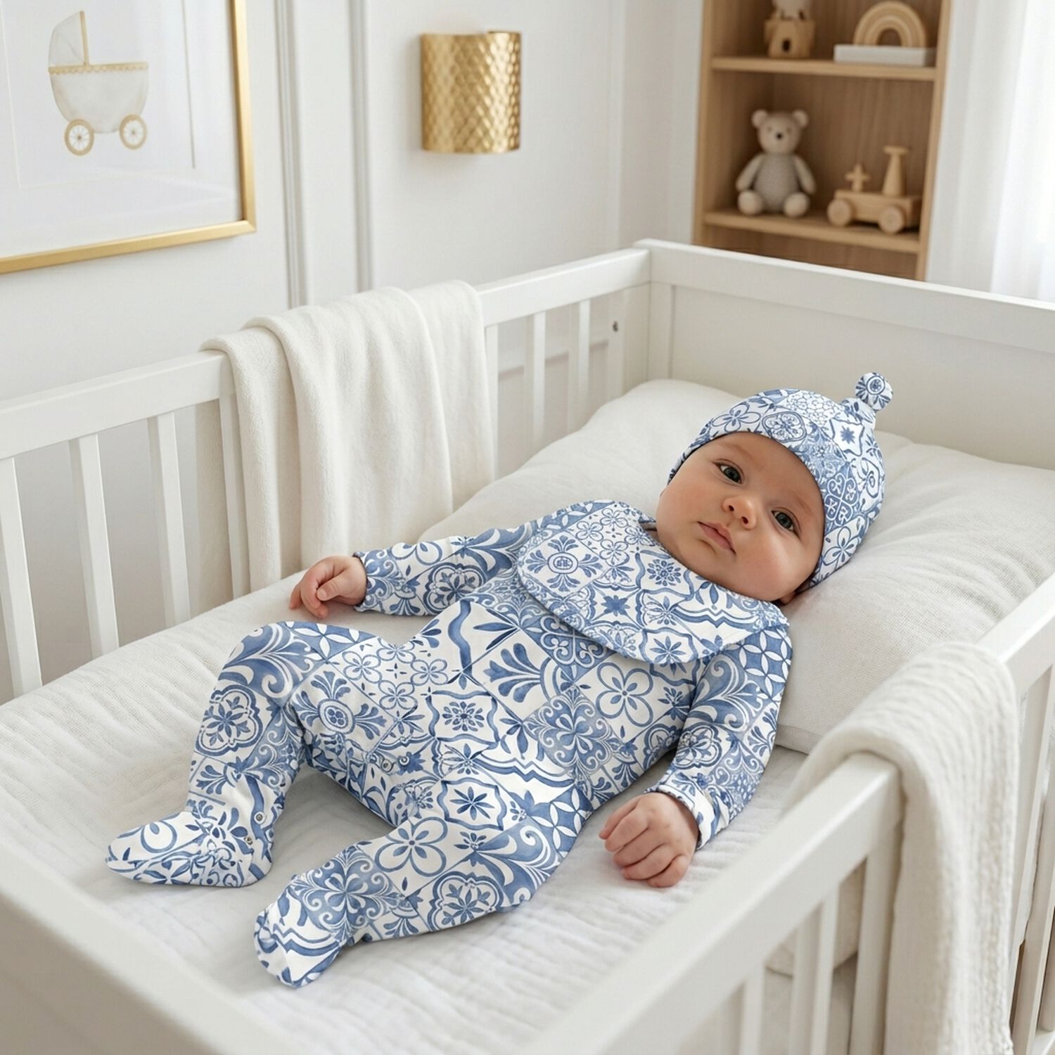Baby Boys Blue & White Babygrow Gift Set, 1, hi-res