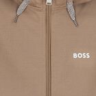 Boys Beige Logo Hooded Zip Up Top, 2, hi-res