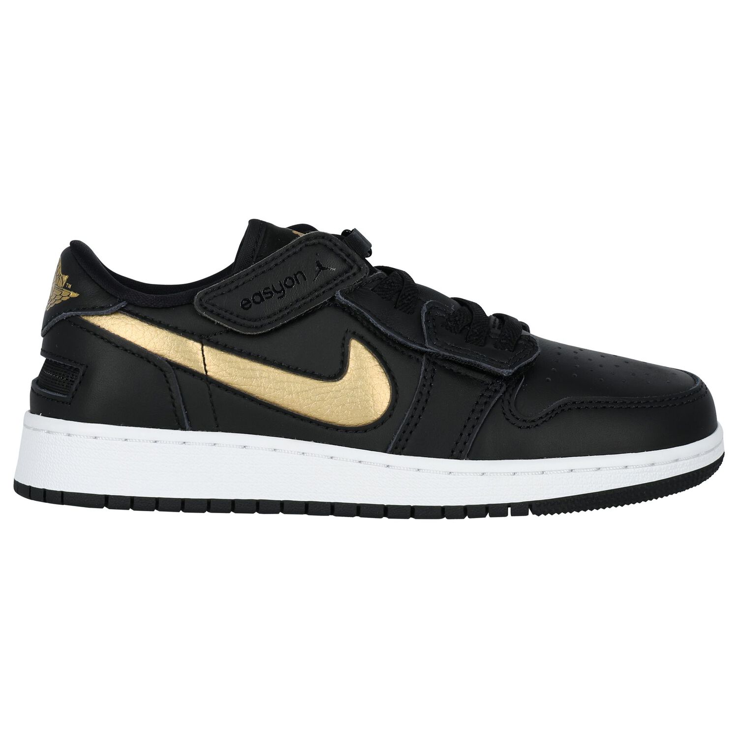 Black & Gold Air Jordan 1 Low Flyease Trainers, 1, hi-res