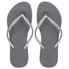 Girls Grey Logo Flip Flops, 1, hi-res
