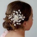Girls White Daisy Hair Clip, 2, hi-res