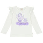 Girls Ivory & Purple Embellished Skirt Set, 3, hi-res