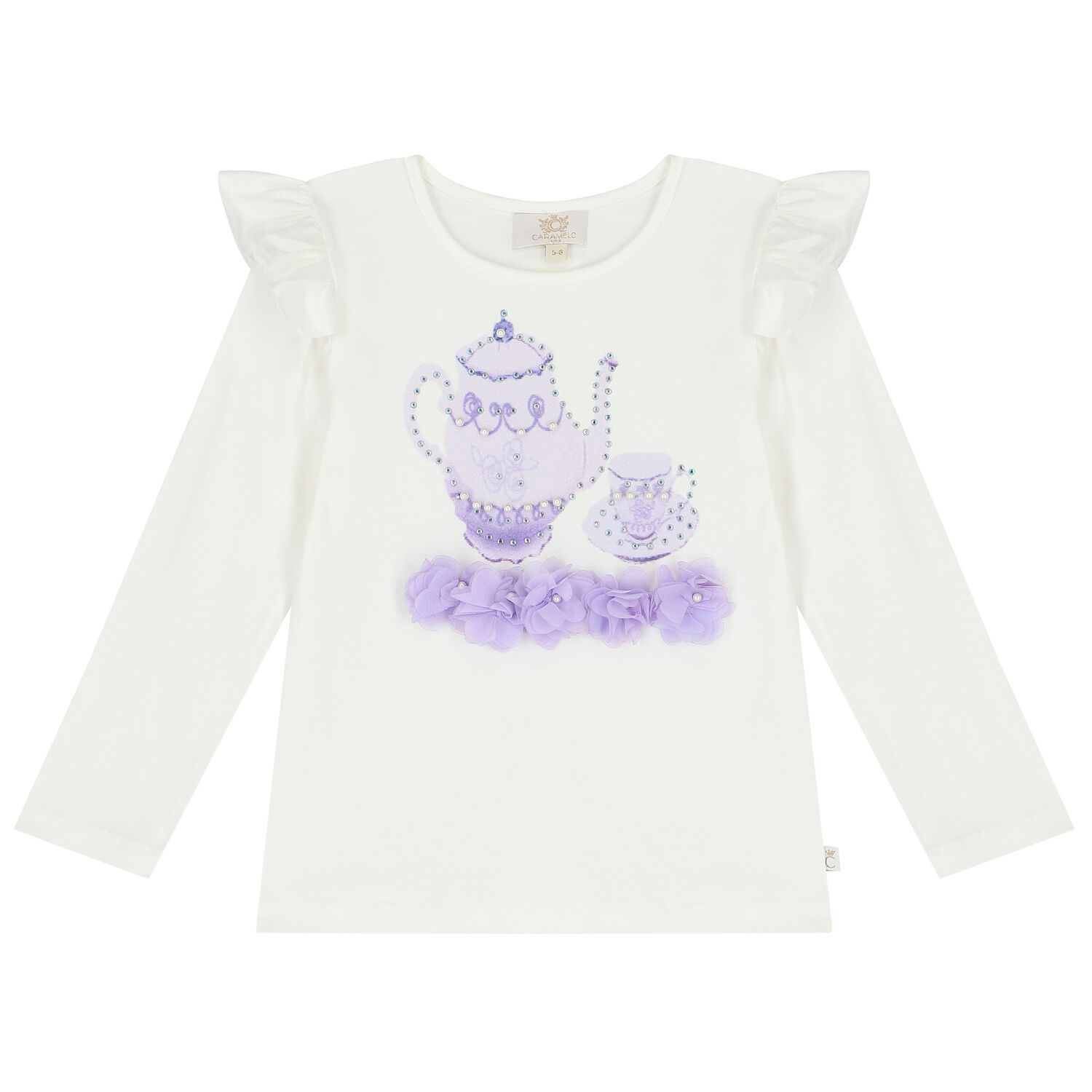 Girls Ivory & Purple Embellished Skirt Set, 3, hi-res