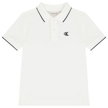 Boys White Logo Polo Shirt 