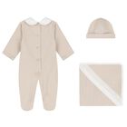 Beige Shirred Babygrow Gift Set, 1, hi-res
