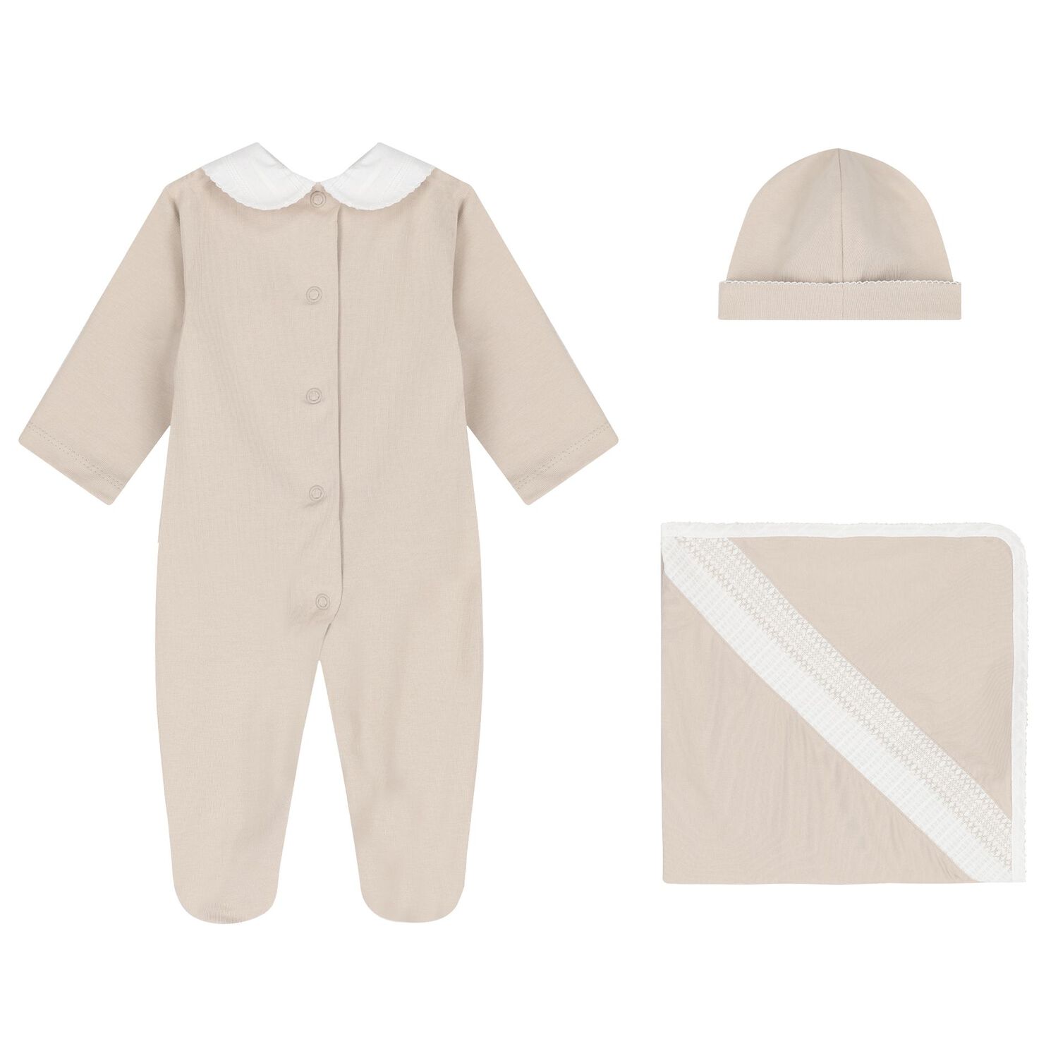Beige Shirred Babygrow Gift Set, 1, hi-res