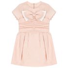 Girls Pink Bow Dress, 1, hi-res