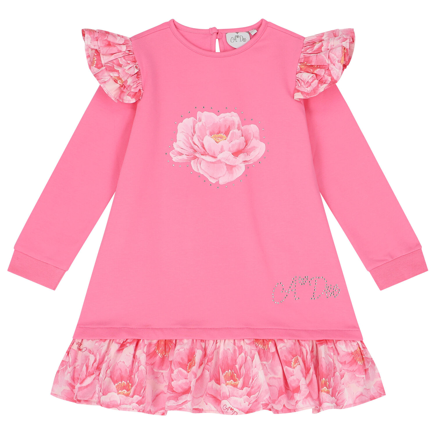 Girls Pink Floral Dress, 1, hi-res