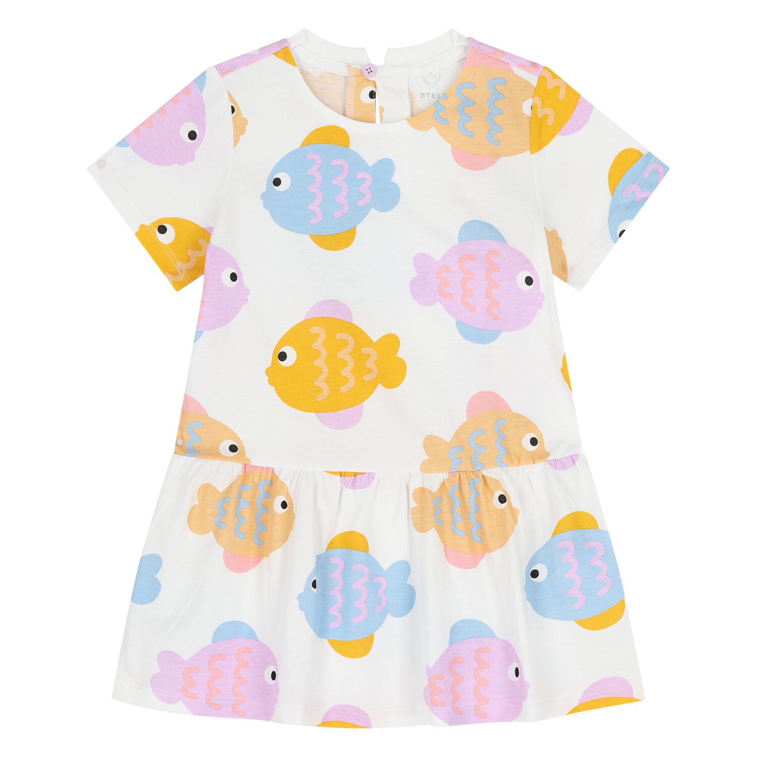 Younger Girls White Fish Dress, 1, hi-res