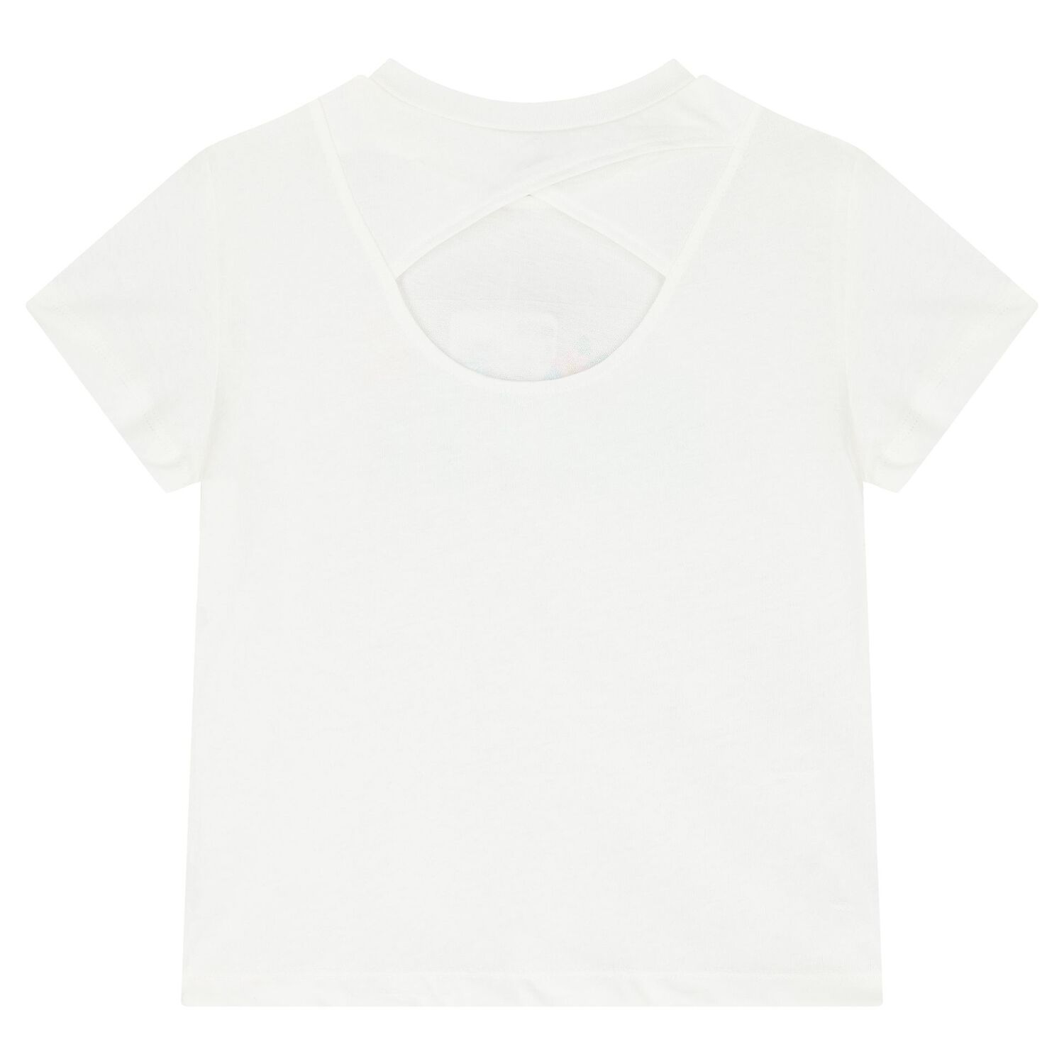 Girls White Cotton T-Shirt, 2, hi-res