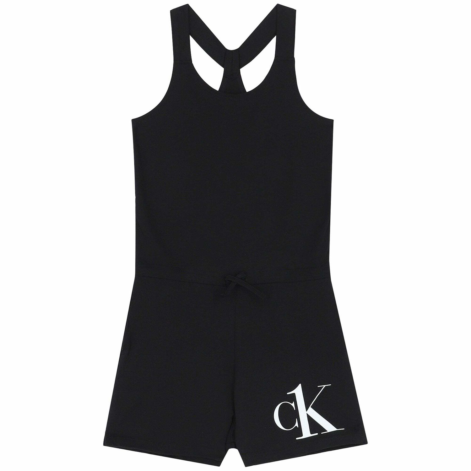 Girls Black Logo Playsuit, 1, hi-res