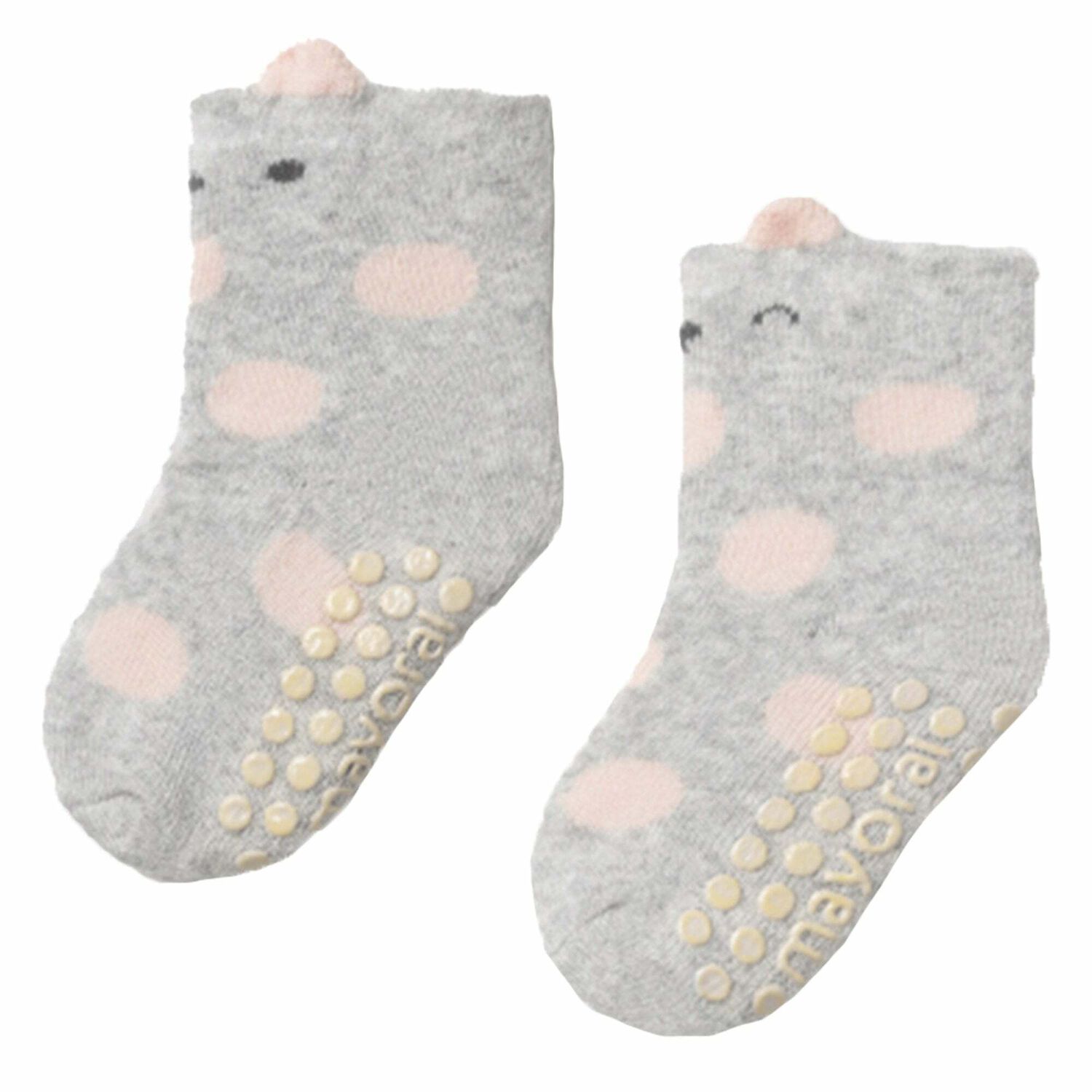 Baby Girls Grey & Pink Socks, 1, hi-res image number null