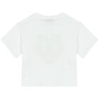 Girls White Tiger Logo T-Shirt, 1, hi-res