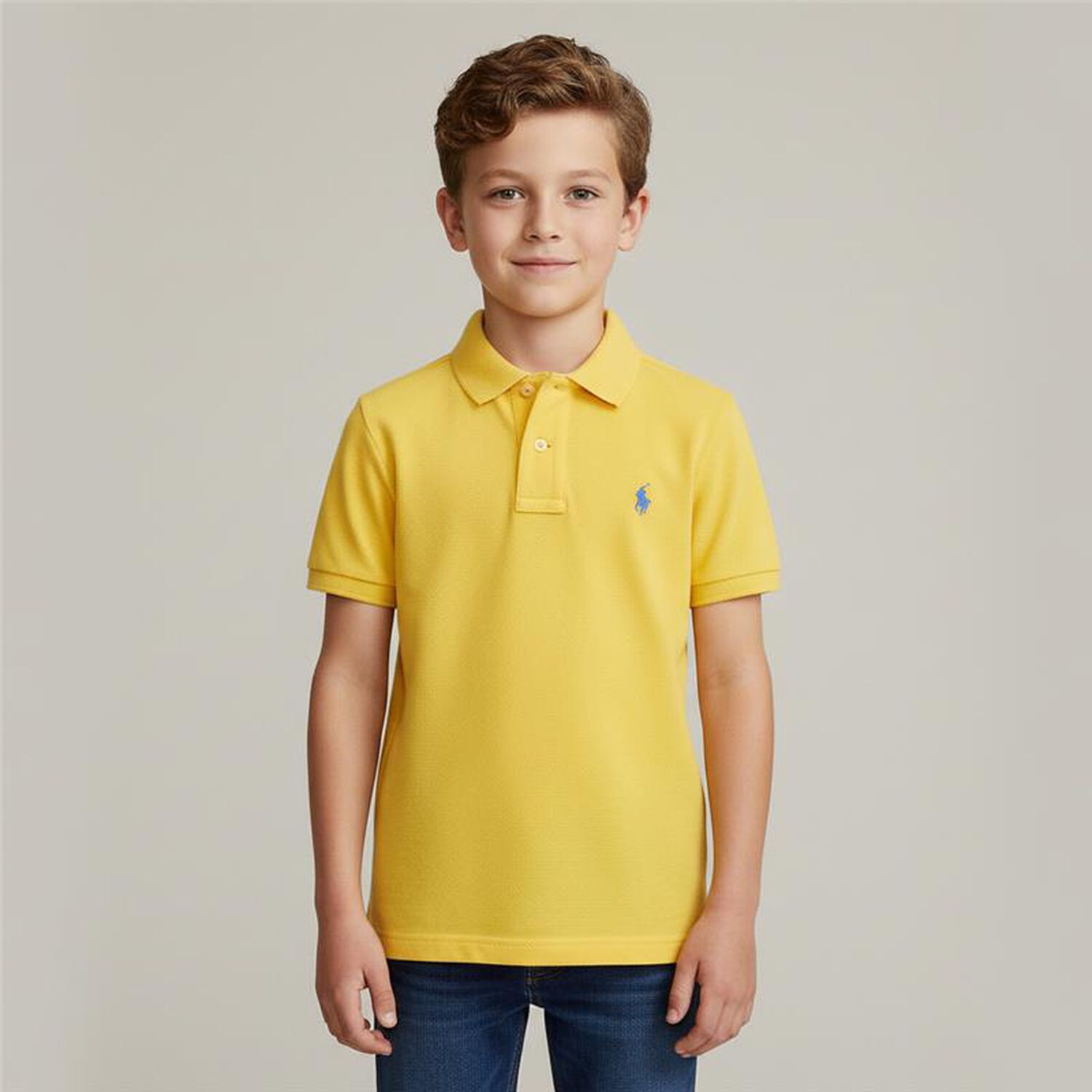 Boys Yellow Logo Polo Shirt, 1, hi-res