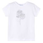 Girls White Cotton T-shirt, 3, hi-res