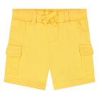 Younger Boys White & Yellow Logo Shorts Set, 1, hi-res