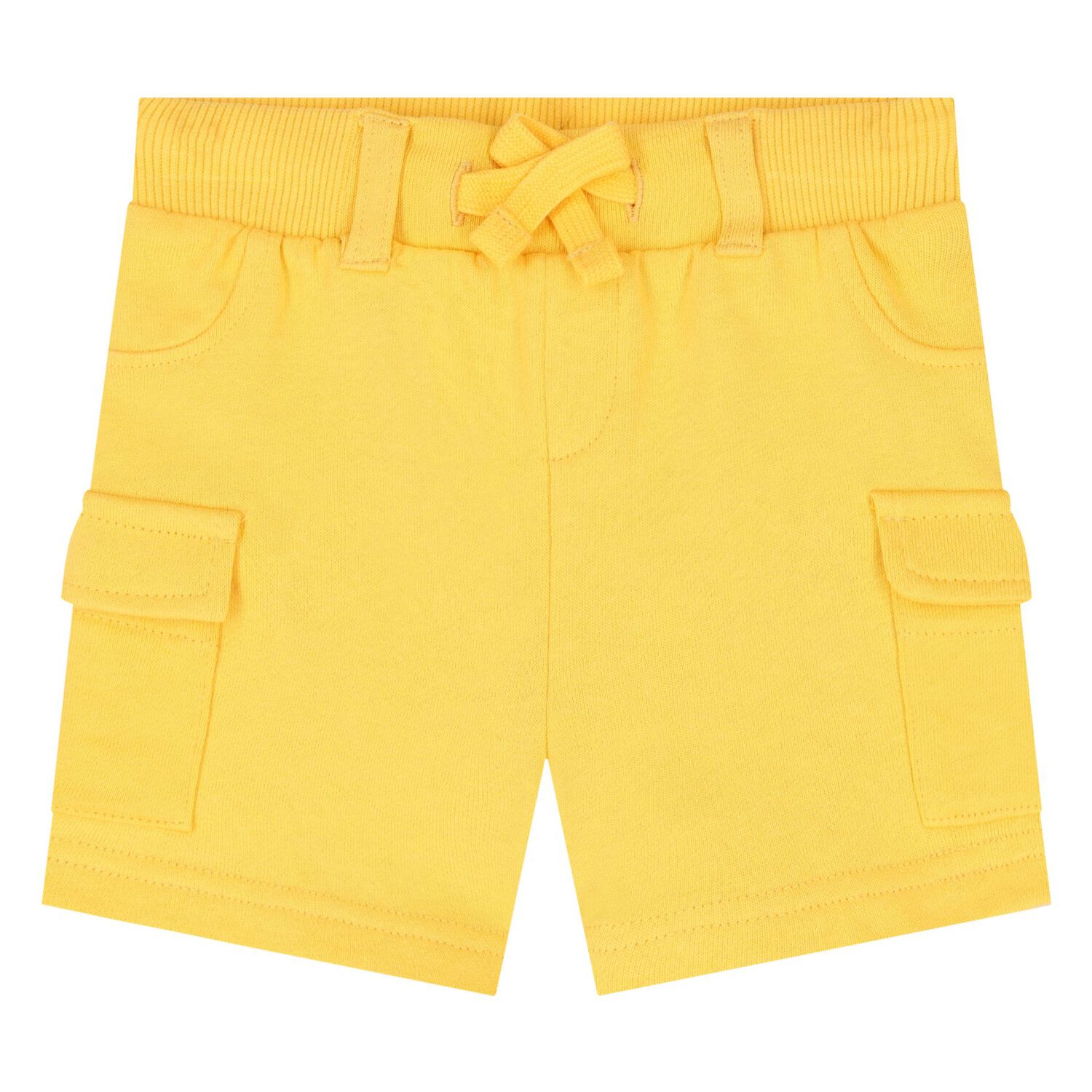 Younger Boys White & Yellow Logo Shorts Set, 1, hi-res