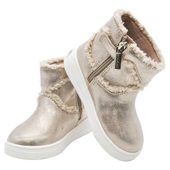 Girls Gold Faux Fur Boots