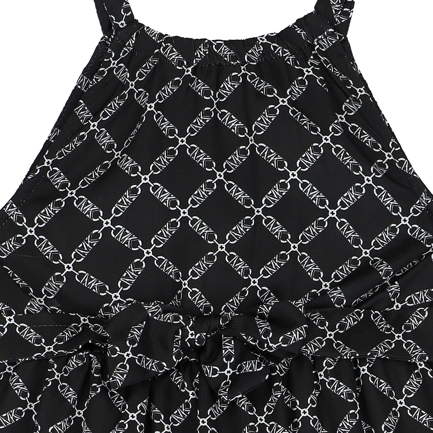 Girls Black Chain Logo Dress, 1, hi-res