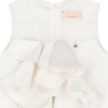 Girls Ivory Satin Ruffled Dress