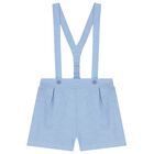 Baby Boys White & Blue Smart Dungaree Set, 2, hi-res
