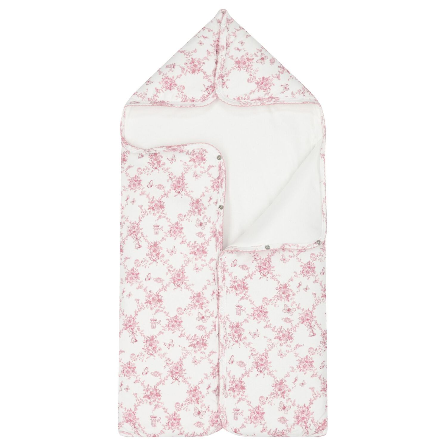 Baby Girls White & Pink Floral & Butterflies Nest, 1, hi-res