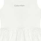 Girls White Flared Jersey Dress, 2, hi-res