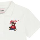 Boys White Teddy Bear Logo Polo Shirt, 1, hi-res