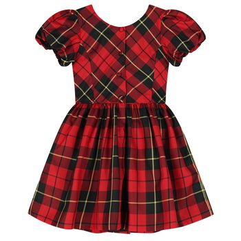 Girls Red & Black Tartan Taffeta Dress