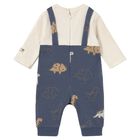 Baby Boys Ivory & Navy Blue Dinosaur Romper, 2, hi-res