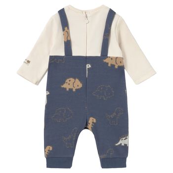 Baby Boys Ivory & Navy Blue Dinosaur Romper
