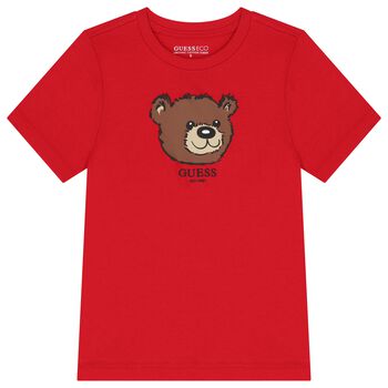 Boys Red Teddy Bear Logo T-Shirt