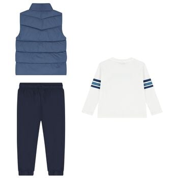Boys White, Blue & Navy Blue Tracksuit Set ( 3 Piece )