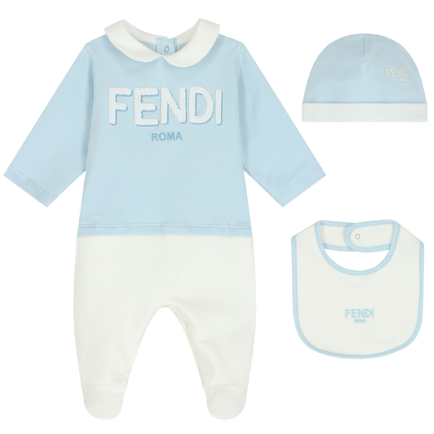 Ivory & Blue Logo Babygrow Set, 2, hi-res