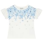 Girls White & Blue Butterfly Skirt Set, 1, hi-res