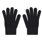 Girls Black Embellished Knitted Gloves, 2, hi-res