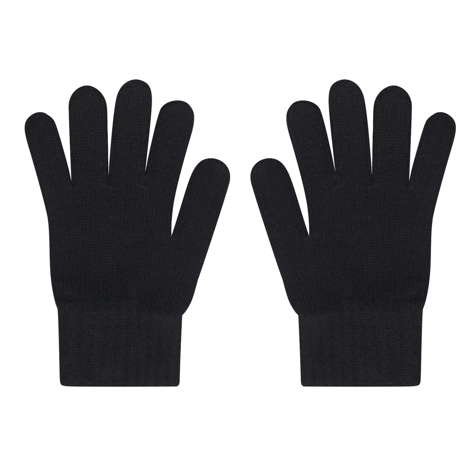 Girls Black Embellished Knitted Gloves, 2, hi-res