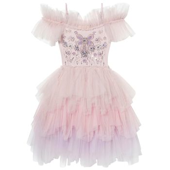 Girls Pink Embellished Tulle Dress