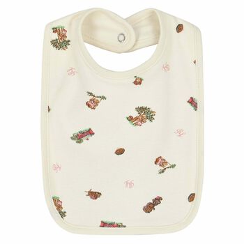 Baby Girls Ivory Bear Bib