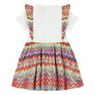 Younger Girls Multi-Coloured Logo Zig Zag Dress, 2, hi-res