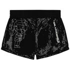 Girls Black Logo Sequin Shorts, 1, hi-res